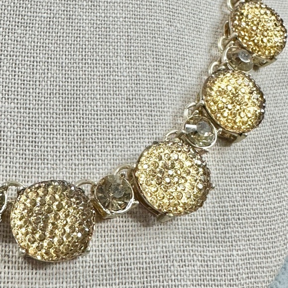 Carol dauplaise Gold Tone Citrine Color Rhinestone Statement Necklace - Picture 3 of 4